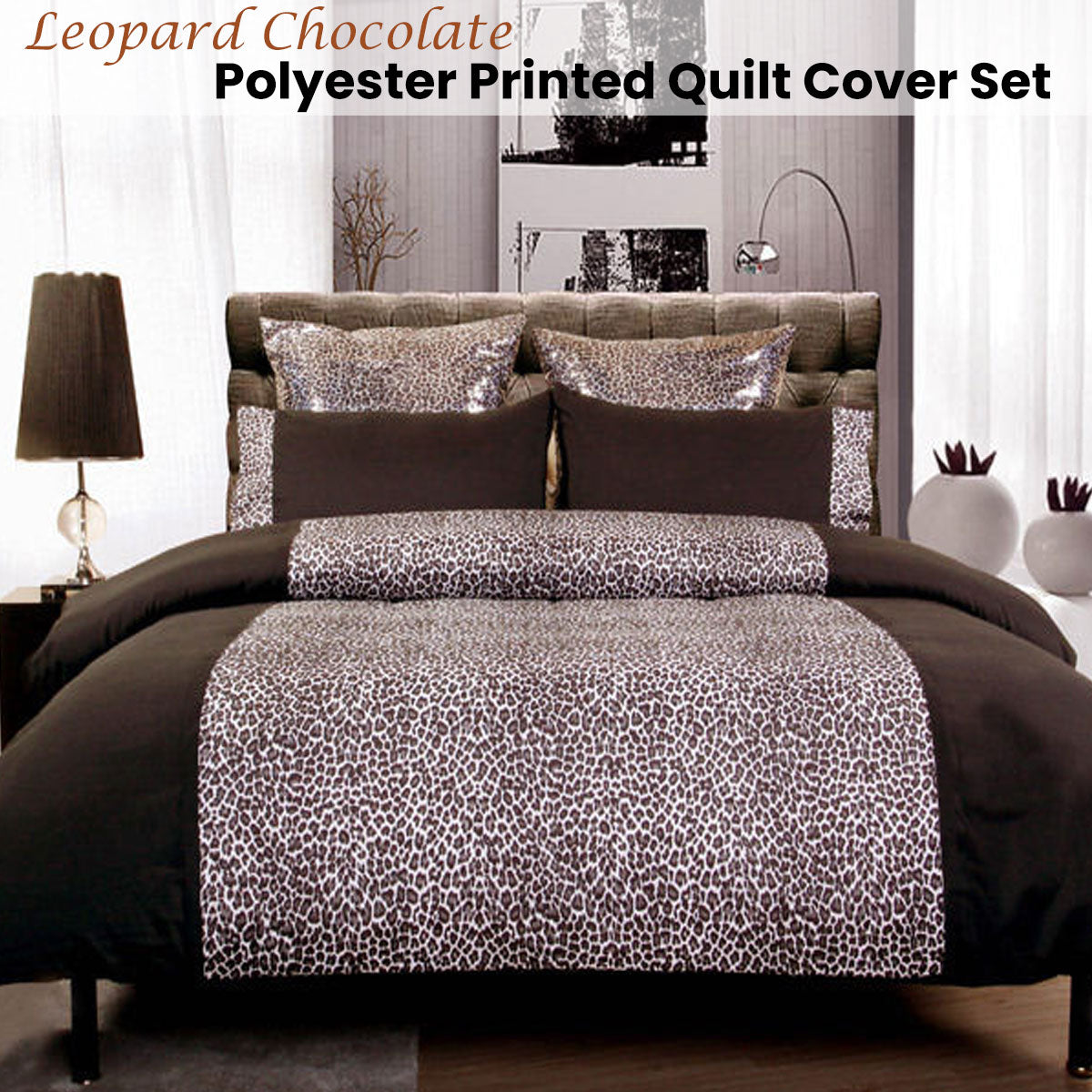 Big Sleep Leopard Chocolate Quilt Cover Set Single V442-HIN-QUILTCS-LEOPARD-CHOCOLATE-SB
