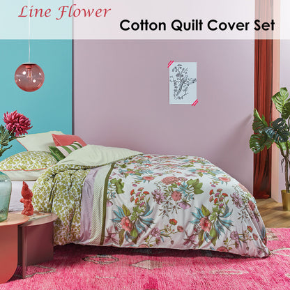Oilily Line Flower Cotton Sateen Quilt Cover Set King V442-HIN-QUILTCS-LINEFLOWER-MULTI-KI