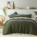 100% Linen Olive Quilt Cover Set Super King V442-HIN-QUILTCS-LINEN-OLIVE-SK