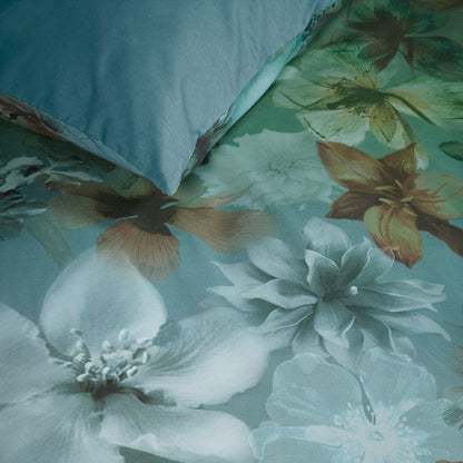 Bedding House Lou Blue Green Cotton Floral Quilt Cover Set King V442-HIN-QUILTCS-LOU-BLUEGREEN-KI