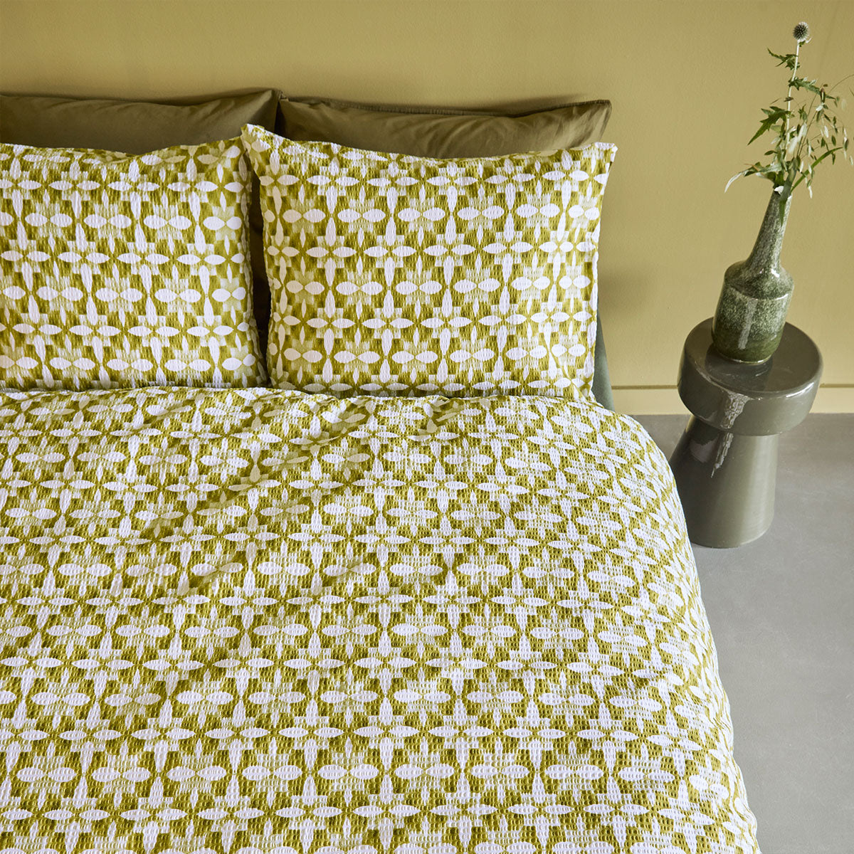 Bedding House Mae Green Seersucker Cotton Quilt Cover Set Queen V442-HIN-QUILTCS-MAESEERSUCKER-GREEN-QS