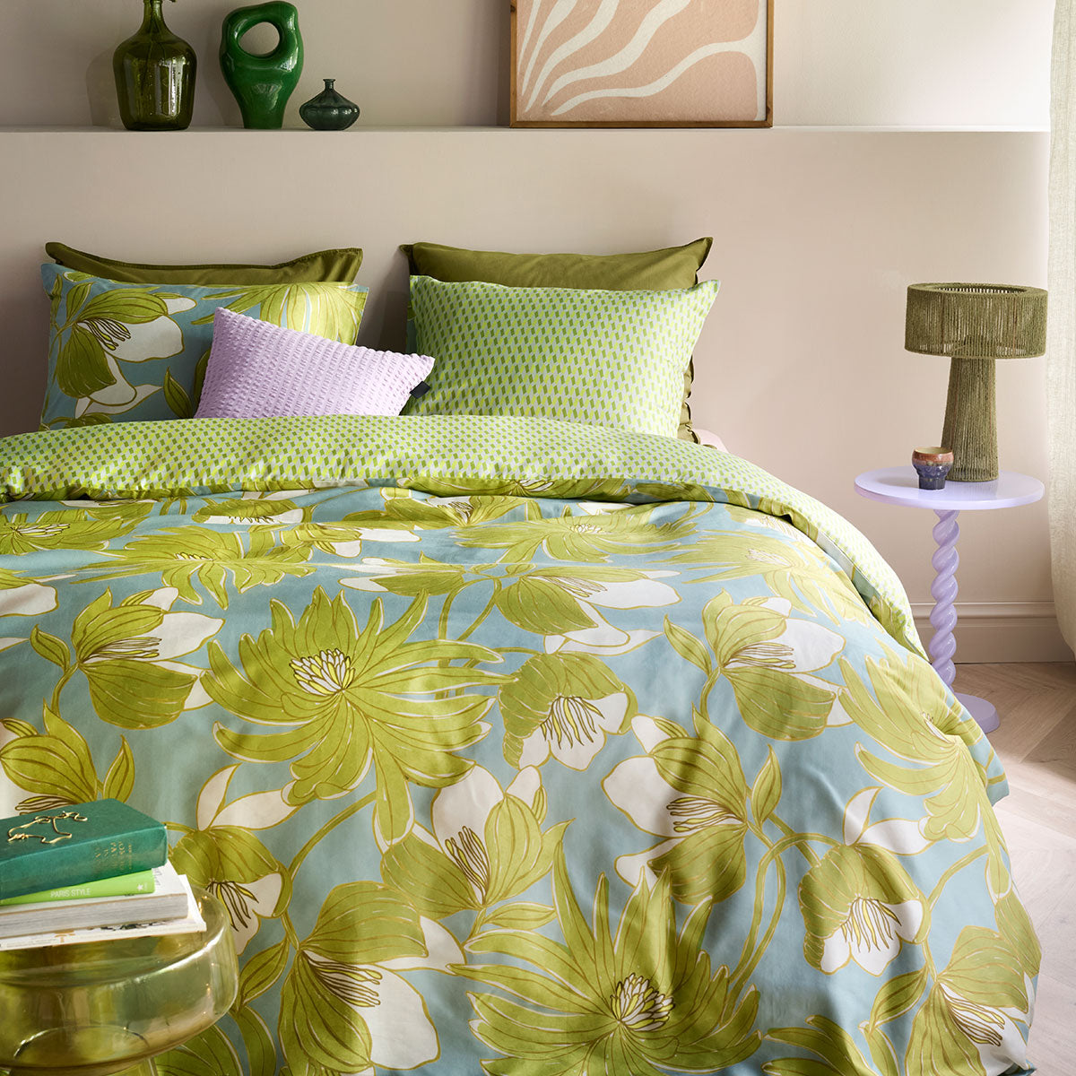 Oilily Melodi Green Cotton Floral Quilt Cover Set King V442-HIN-QUILTCS-MELODI-GREEN-KI