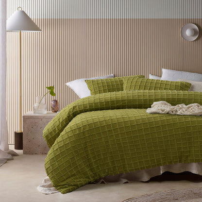 Vintage Design Homewares Parquet Cacti Green Polyester Cotton Quilt Cover Set King V442-HIN-QUILTCS-PARQUET-CACTIGREEN-KI