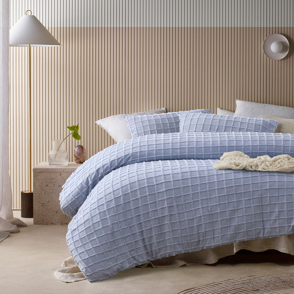 Vintage Design Homewares Parquet Snooze Blue Polyester Cotton Quilt Cover Set Single V442-HIN-QUILTCS-PARQUET-SNOOZEBLUE-SB
