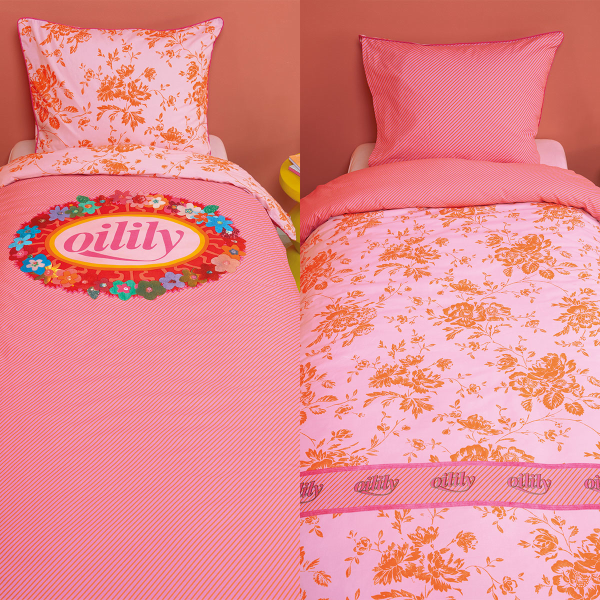 Oilily Prom Flowers Pink Cotton Quilt Cover Set Single V442-HIN-QUILTCS-PROMFLOWERS-PINK-SB