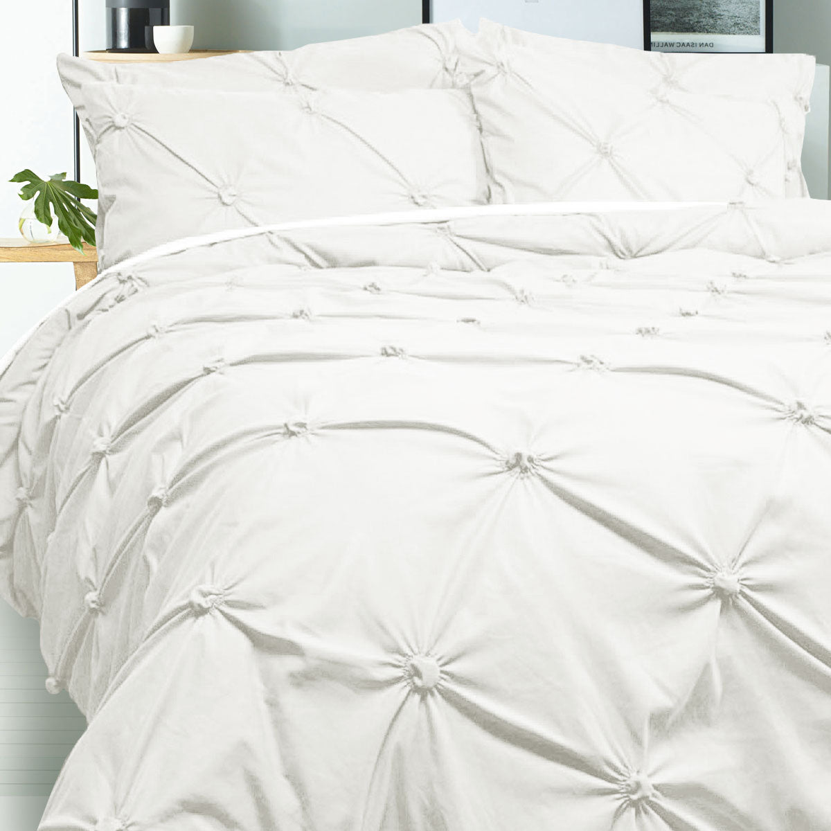 Bloomington Puffy Quilt Cover Set White DOUBLE V442-HIN-QUILTCS-PUFFY-WHITE-DS