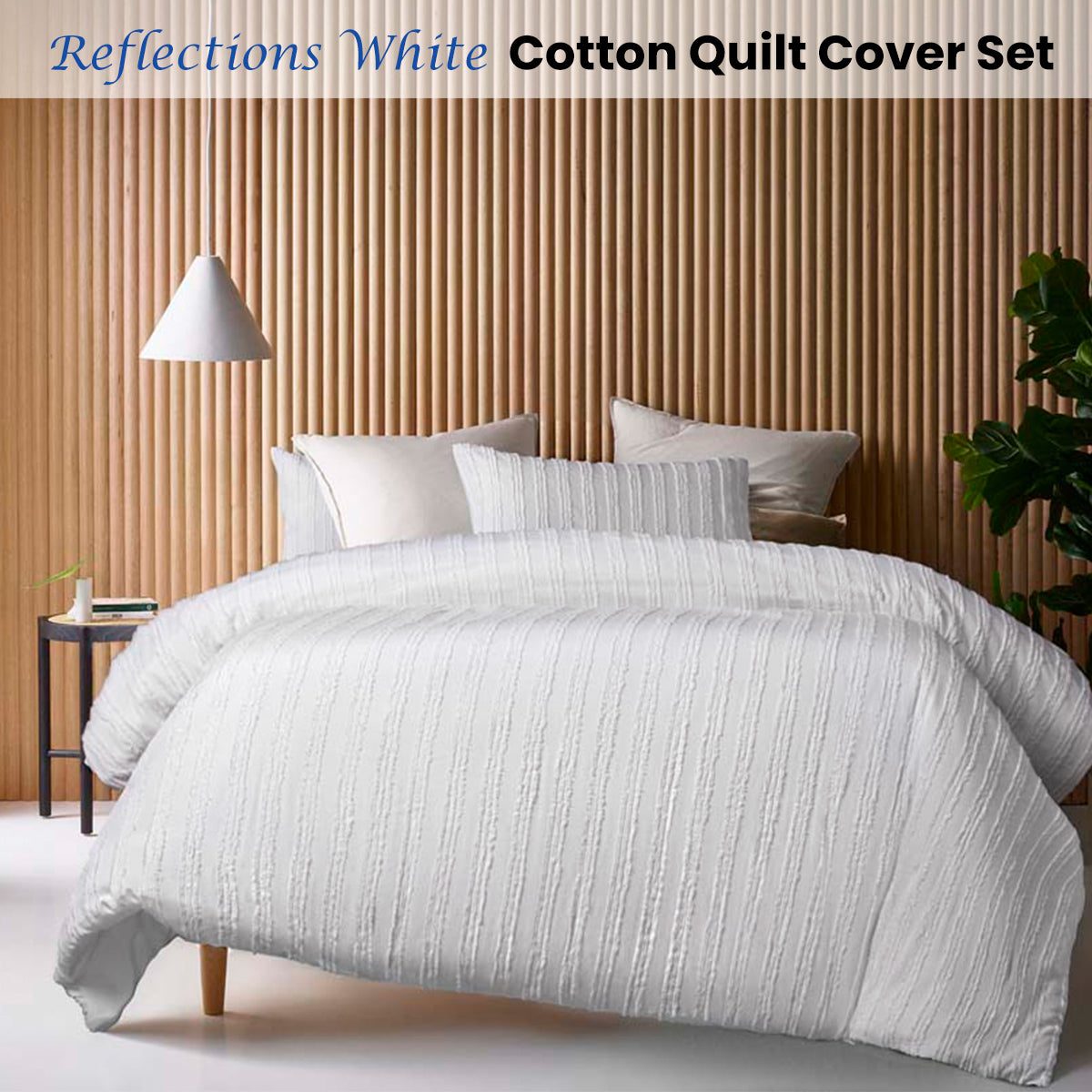 Vintage Design Homewares Reflections White Cotton Quilt Cover Set King V442-HIN-QUILTCS-REFLECTIONS-WHITE-KI