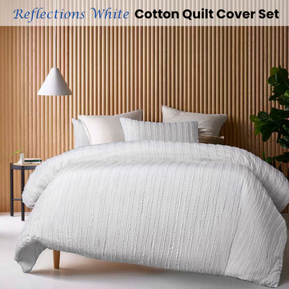 Vintage Design Homewares Reflections White Cotton Quilt Cover Set King V442-HIN-QUILTCS-REFLECTIONS-WHITE-KI