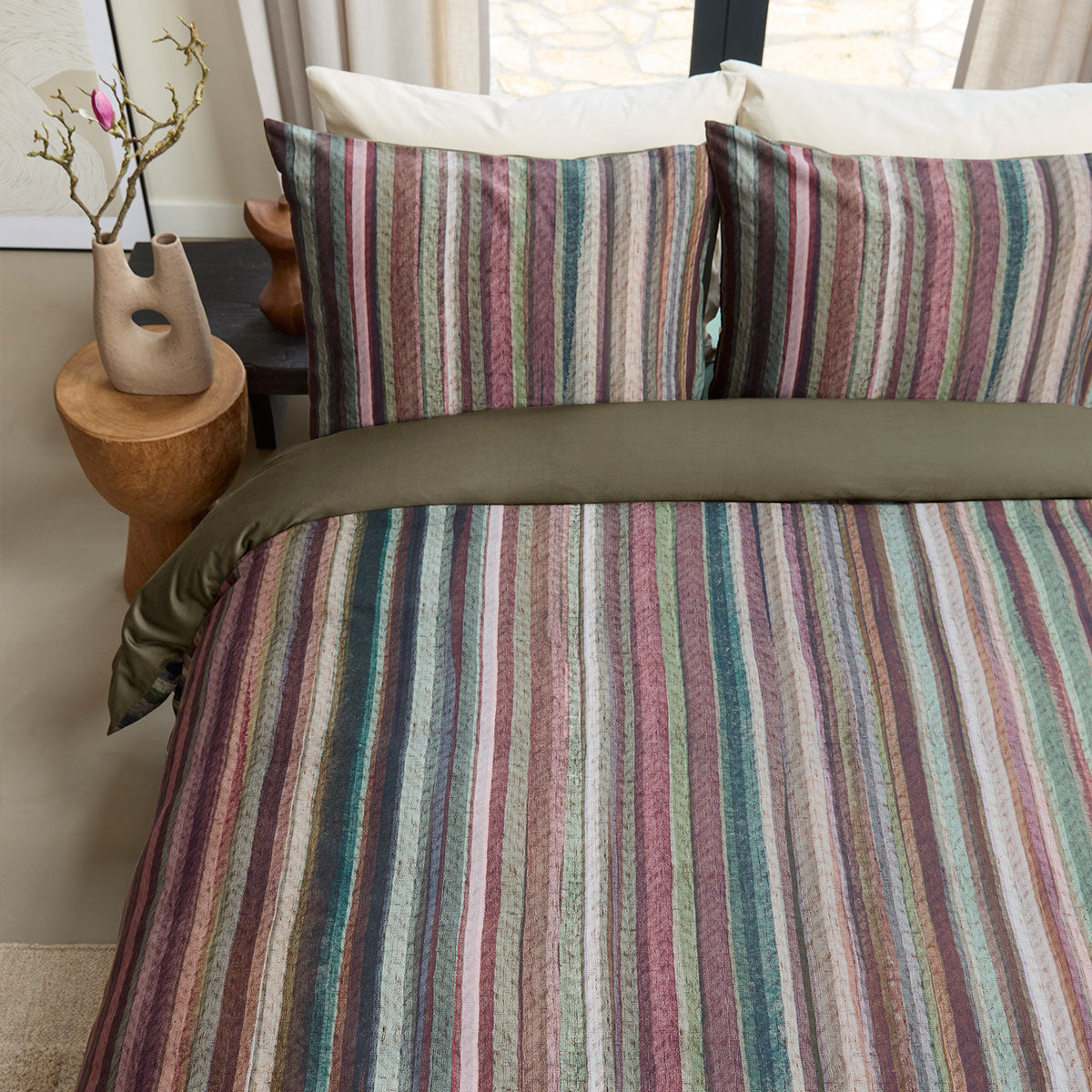 Bedding House Roman Multi Cotton Stripe Quilt Cover Set King V442-HIN-QUILTCS-ROMAN-MULTI-KI