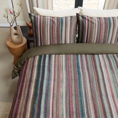 Bedding House Roman Multi Cotton Stripe Quilt Cover Set King V442-HIN-QUILTCS-ROMAN-MULTI-KI