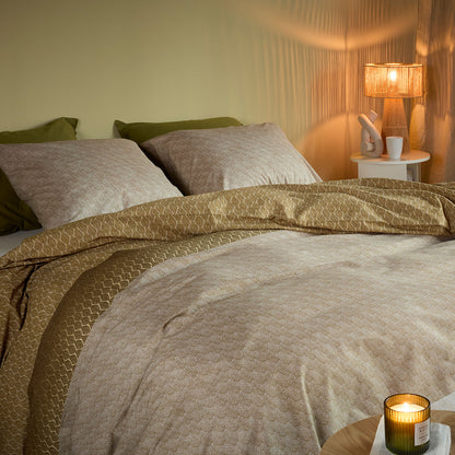 Bedding House Sanna Gold 100% Cotton Percale Quilt Cover Set King V442-HIN-QUILTCS-SANNA-GOLD-KI