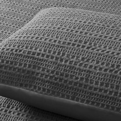 Accessorize Soho Waffle Dark Grey Quilt Cover Set Queen V442-HIN-QUILTCS-SOHOWAFFLE-DARKGREY-QS