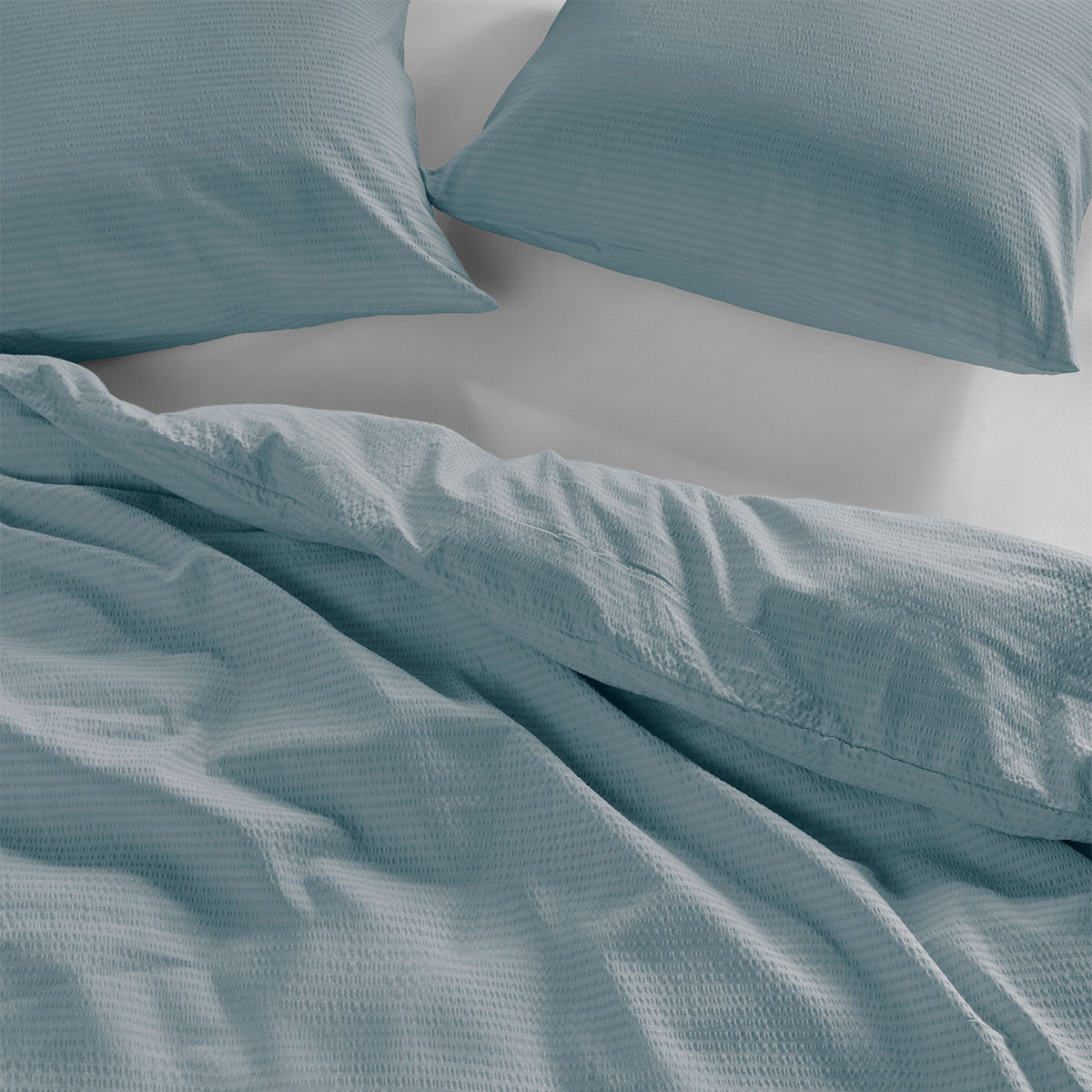 Bedding House Summer Blue Grey Seersucker Cotton Quilt Cover Set King V442-HIN-QUILTCS-SUMMERSEERSUCKER-BLUE-KI