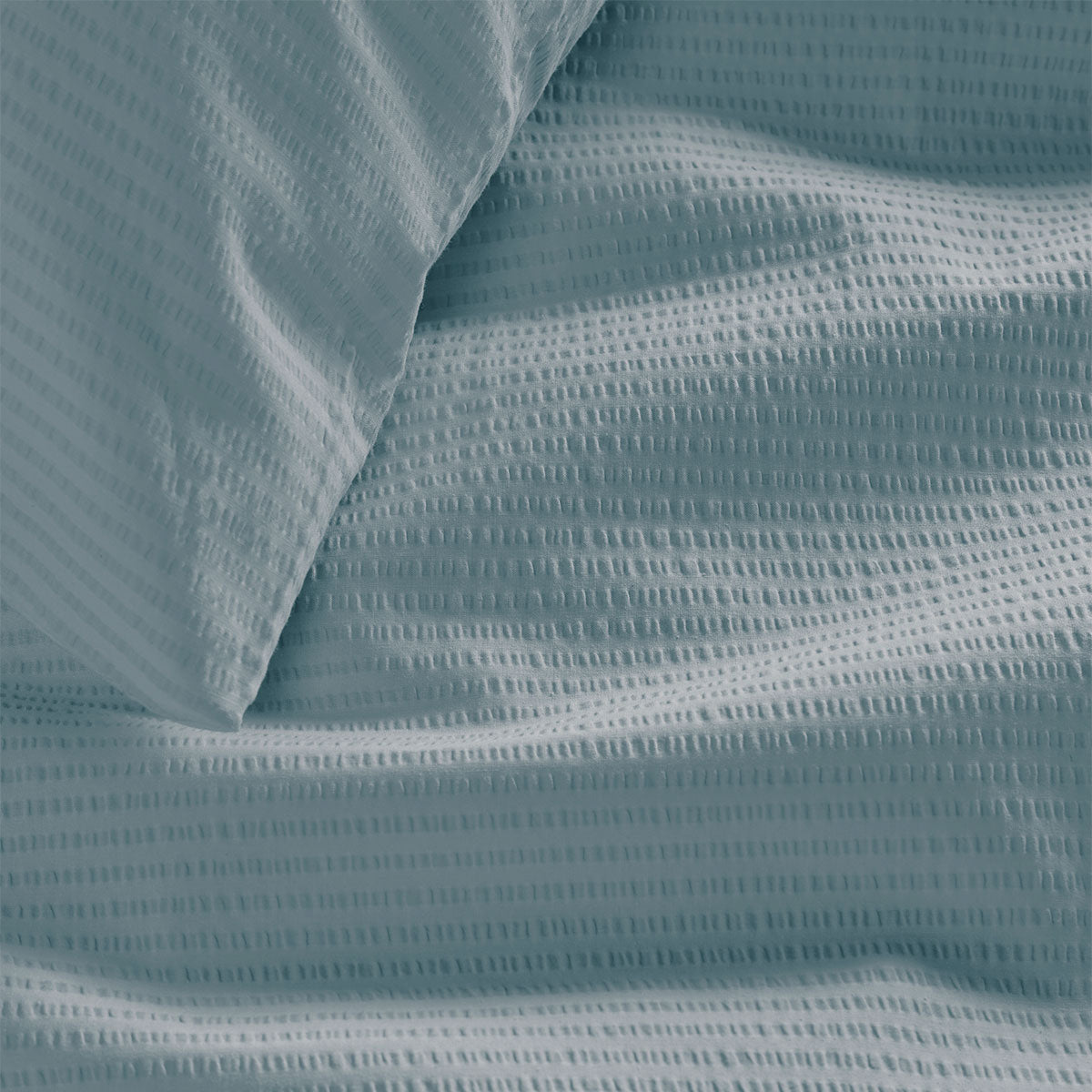 Bedding House Summer Blue Grey Seersucker Cotton Quilt Cover Set Queen V442-HIN-QUILTCS-SUMMERSEERSUCKER-BLUE-QS