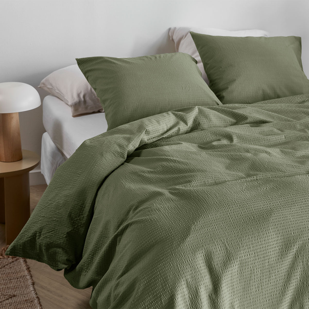Bedding House Summer Green Seersucker Cotton Quilt Cover Set King V442-HIN-QUILTCS-SUMMERSEERSUCKER-GREEN-KI