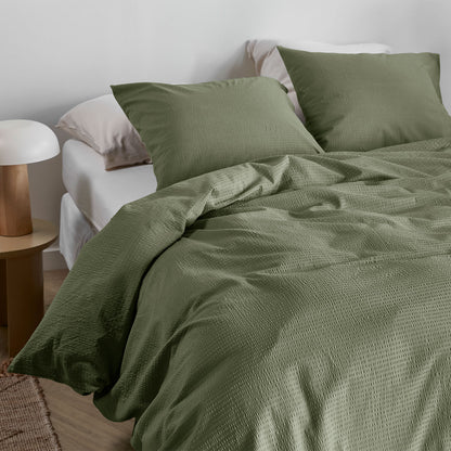 Bedding House Summer Green Seersucker Cotton Quilt Cover Set King V442-HIN-QUILTCS-SUMMERSEERSUCKER-GREEN-KI
