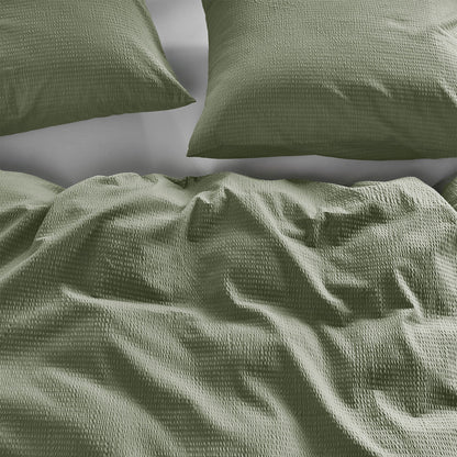 Bedding House Summer Green Seersucker Cotton Quilt Cover Set King V442-HIN-QUILTCS-SUMMERSEERSUCKER-GREEN-KI