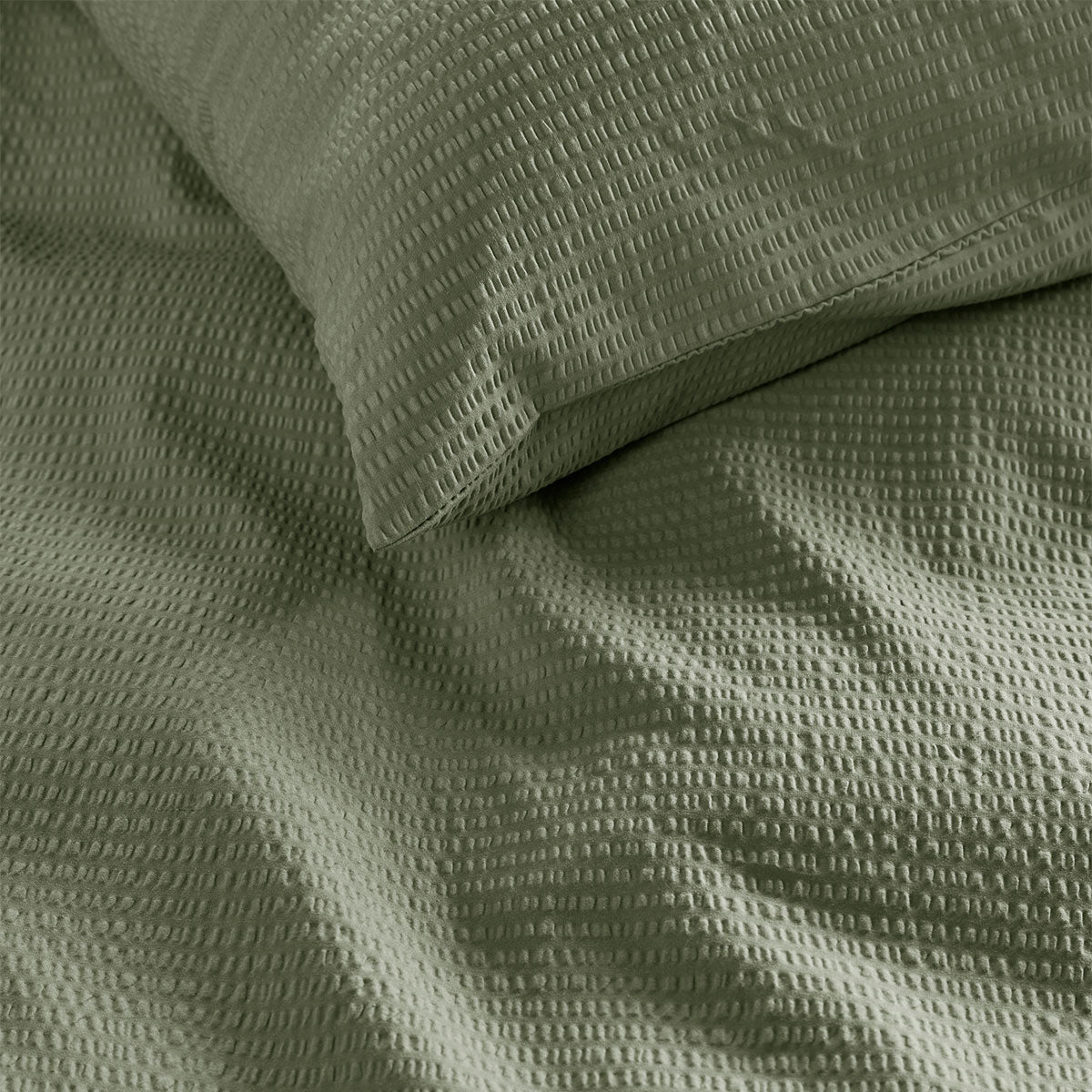 Bedding House Summer Green Seersucker Cotton Quilt Cover Set Queen V442-HIN-QUILTCS-SUMMERSEERSUCKER-GREEN-QS