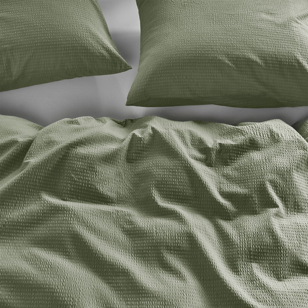 Bedding House Summer Green Seersucker Cotton Quilt Cover Set Queen V442-HIN-QUILTCS-SUMMERSEERSUCKER-GREEN-QS