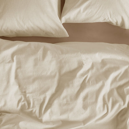 Bedding House Summer Sand Seersucker Cotton Quilt Cover Set King V442-HIN-QUILTCS-SUMMERSEERSUCKER-SAND-KI