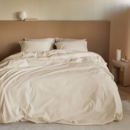 Bedding House Summer Sand Seersucker Cotton Quilt Cover Set Queen V442-HIN-QUILTCS-SUMMERSEERSUCKER-SAND-QS