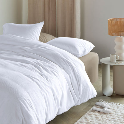 Bedding House Summer White Seersucker Cotton Quilt Cover Set Queen V442-HIN-QUILTCS-SUMMERSEERSUCKER-WHITE-QS