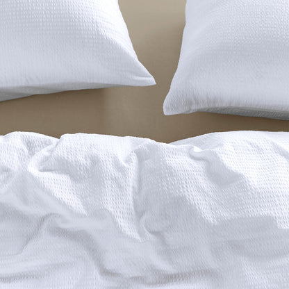 Bedding House Summer White Seersucker Cotton Quilt Cover Set Queen V442-HIN-QUILTCS-SUMMERSEERSUCKER-WHITE-QS