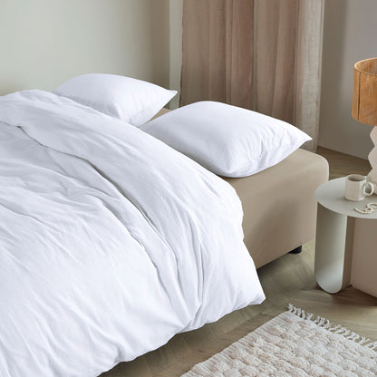 Bedding House Summer White Seersucker Cotton Quilt Cover Set Queen V442-HIN-QUILTCS-SUMMERSEERSUCKER-WHITE-QS