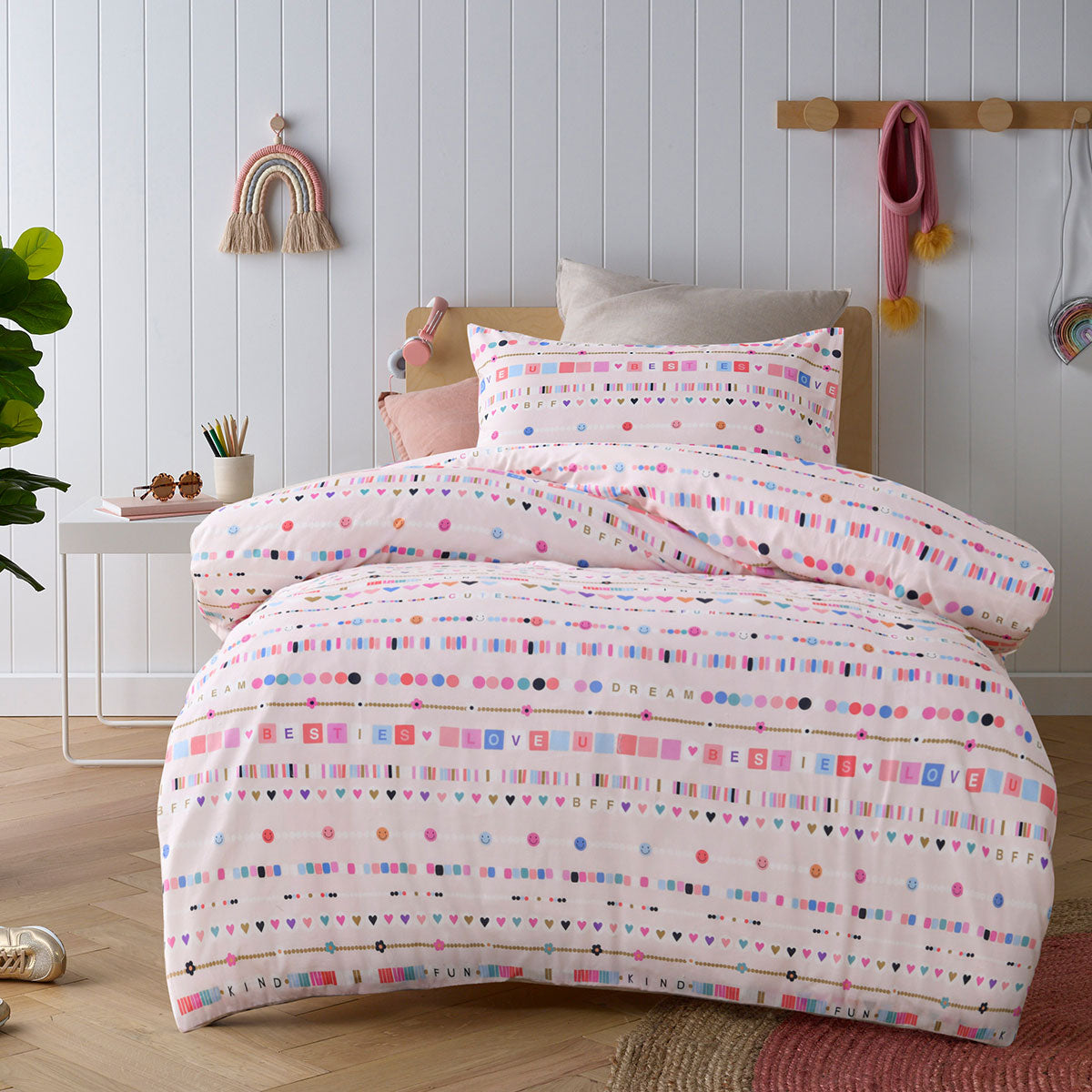 Happy Kids Swifty Washed Quilt Cover Set Double V442-HIN-QUILTCS-SWIFTY-PINK-DS
