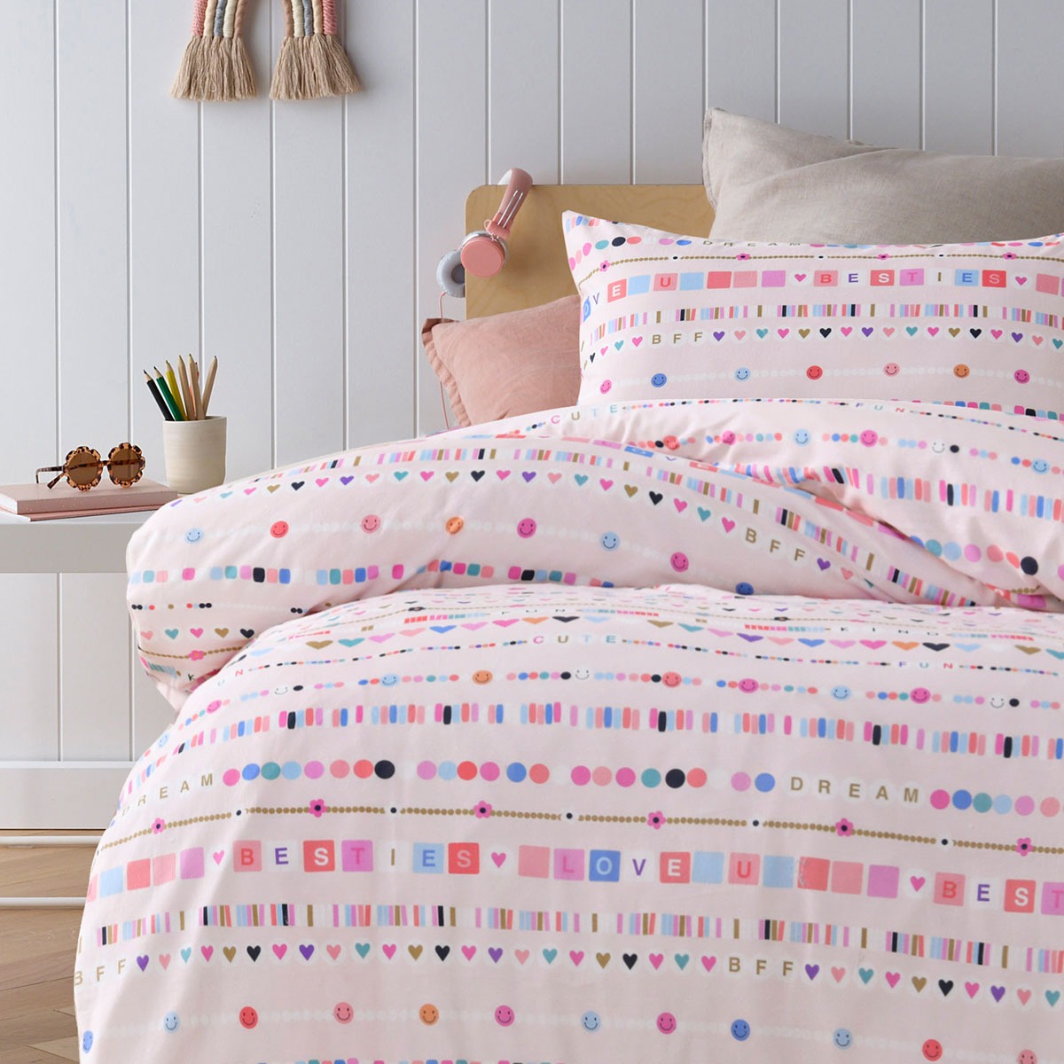 Happy Kids Swifty Washed Quilt Cover Set Double V442-HIN-QUILTCS-SWIFTY-PINK-DS