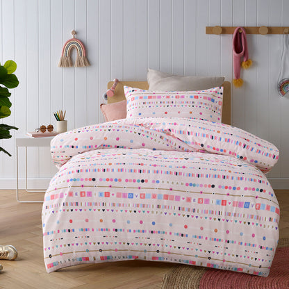 Happy Kids Swifty Washed Quilt Cover Set Single V442-HIN-QUILTCS-SWIFTY-PINK-SB
