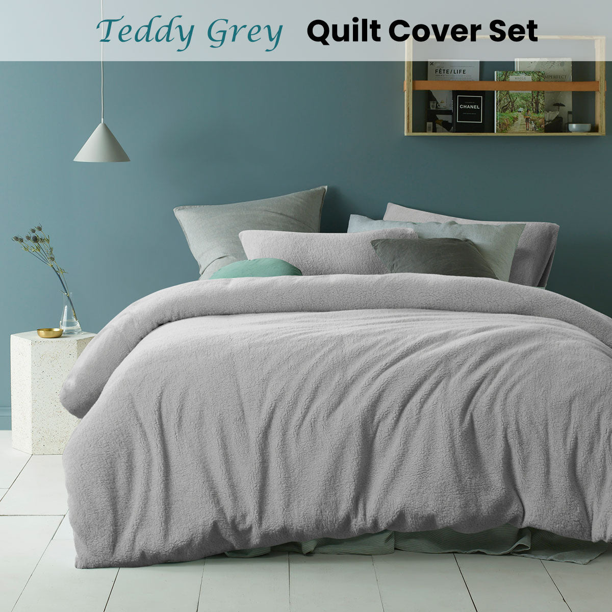 Accessorize Teddy Grey Quilt Cover Set Double V442-HIN-QUILTCS-TEDDY-GREY-DS