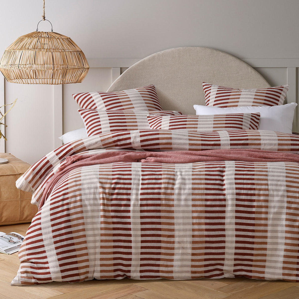 Vintage Design Homewares Tempo Red Cotton Jacquard Quilt Cover Set Queen V442-HIN-QUILTCS-TEMPO-RED-QS