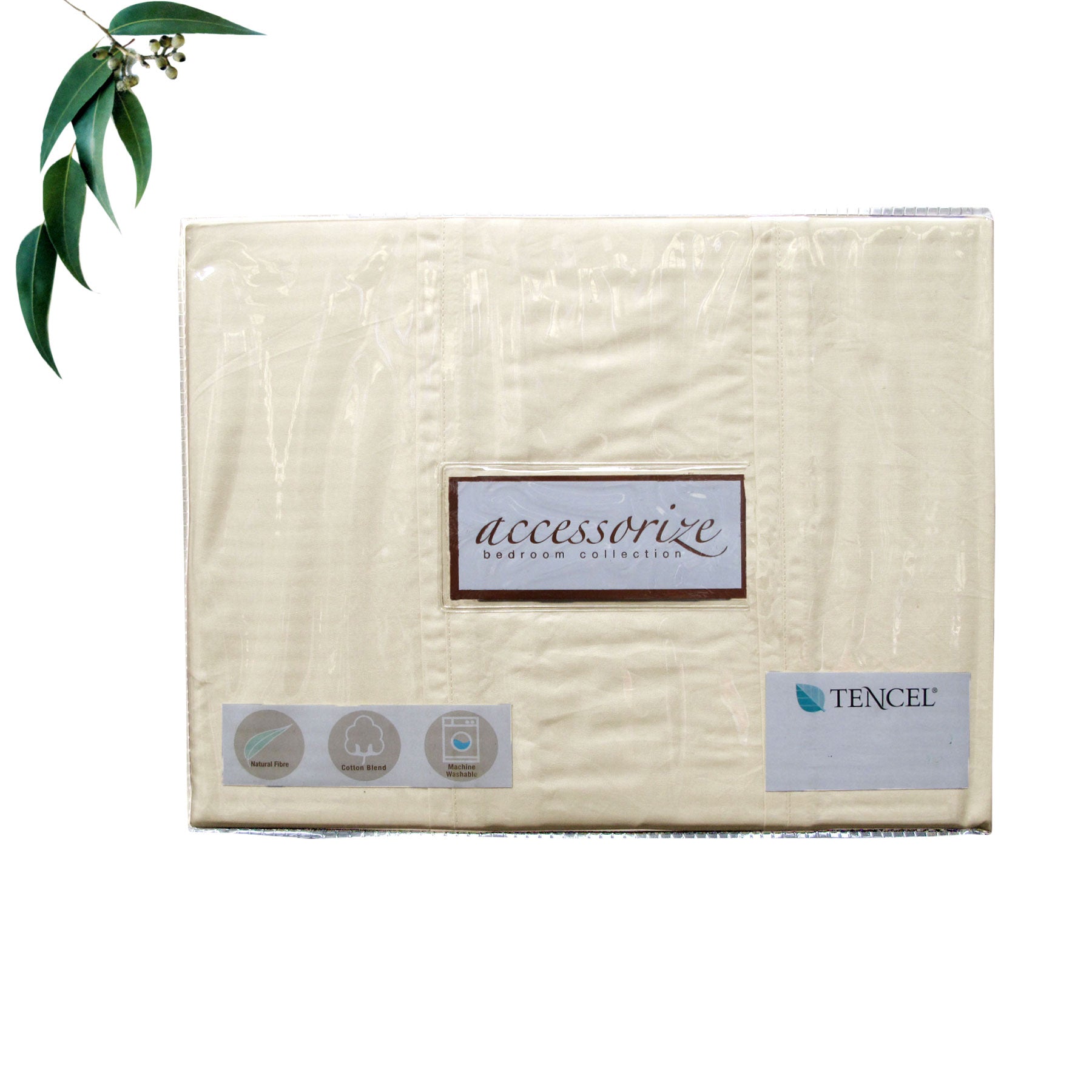 Accessorize Tencel Cotton Blend Quilt Cover Cream (Also Known as Stone) King V442-HIN-QUILTCS-TENCELCOTTON-STONE-KI