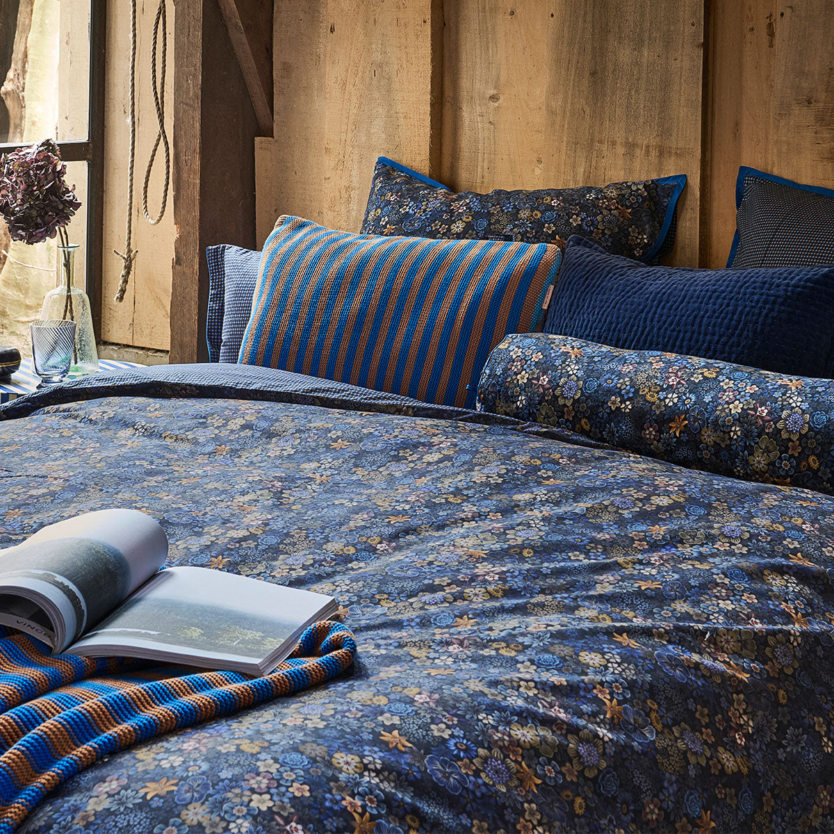 PIP Studio Tutti i Fiori Dark Blue Cotton Quilt Cover Set Queen V442-HIN-QUILTCS-TUTTIIFIORI-DARKBLUE-QS