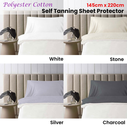 Accessorize Self Tanning Polyester Cotton Sheet Protector 145cm x 220cm Charcoal V442-HIN-SHEETPROTECTOR-POLYCOTTON-CHARCOAL-RE
