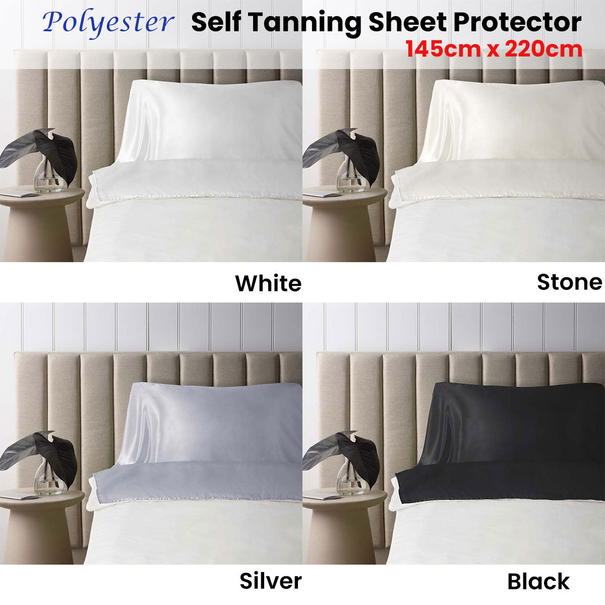 Accessorize Self Tanning Polyester Sheet Protector 145cm x 220cm White V442-HIN-SHEETPROTECTOR-POLYESTER-WHITE-RE