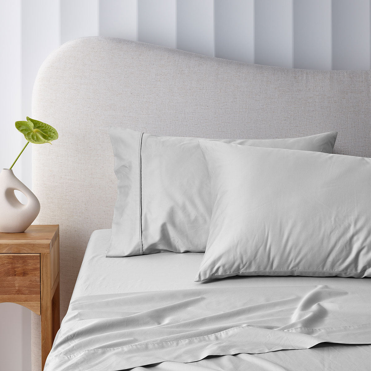 Accessorize 400TC Grey Bamboo Cotton Sheet Set 40cm Wall Double V442-HIN-SHEETS-BAMBOOCOTTON40CM-GREY-DS