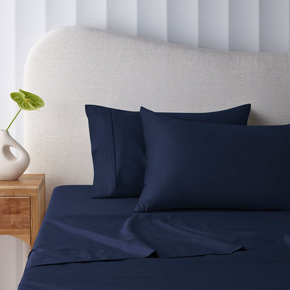 Accessorize 400TC Navy Bamboo Cotton Mega Sheet Set 50cm Wall Queen V442-HIN-SHEETS-BAMBOOCOTTON50CM-NAVY-QS