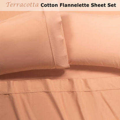Accessorize Cotton Flannelette Sheet Set 40cm Wall Terracotta Queen V442-HIN-SHEETS-COTTONFLANNEL-TERRACOTTA-QS