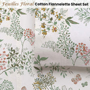 Accessorize Cotton Flannelette Sheet Set 40cm Wall Feuilles Floral Print King V442-HIN-SHEETS-FLANNELFEUILLES-MULTI-KI