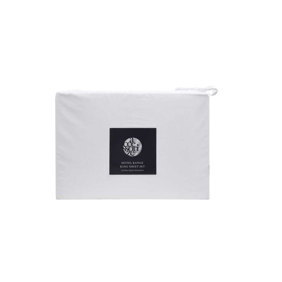 Accessorize White Piped Hotel Deluxe Cotton Sheet Set King V442-HIN-SHEETS-HOTELPIPED-WHITE-KI