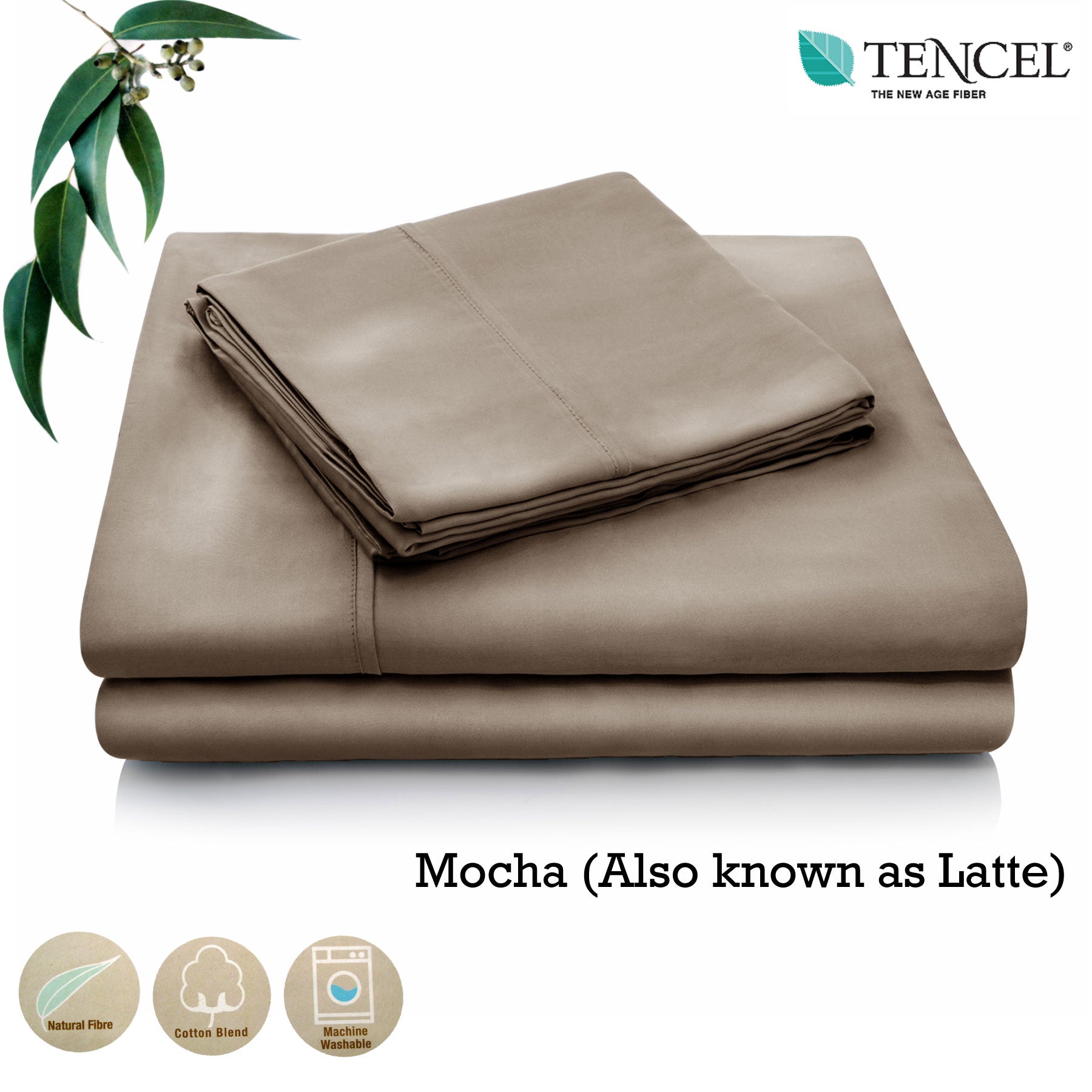 Accessorize Tencel Cotton Blend Sheet Set Mocha (Also Known as Latte) Single V442-HIN-SHEETS-TENCELCOTTON-LATTE-SB