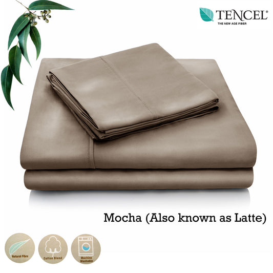Accessorize Tencel Cotton Blend Sheet Set Mocha (Also Known as Latte) Single V442-HIN-SHEETS-TENCELCOTTON-LATTE-SB