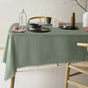 Vintage Design Homewares Gypsy Green Fringed Washed Linen Cotton Tablecloth 130cm x 180cm V442-HIN-TABLEC-GYPSYLINENC180CM-GREEN-RE