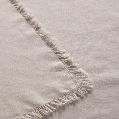 Vintage Design Homewares Gypsy Natural Fringed Washed Linen Cotton Tablecloth 130cm x 180cm V442-HIN-TABLEC-GYPSYLINENC180CM-NATURAL-RE