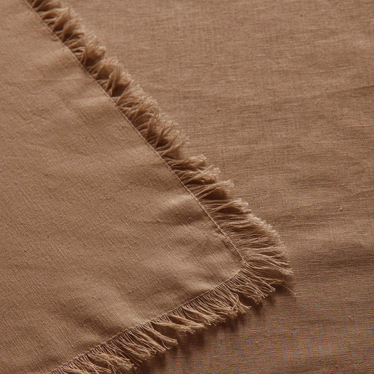 Vintage Design Homewares Gypsy Terracotta Fringed Washed Linen Cotton Tablecloth 150cm x 230cm V442-HIN-TABLEC-GYPSYLINENC230CM-TERRA-RE