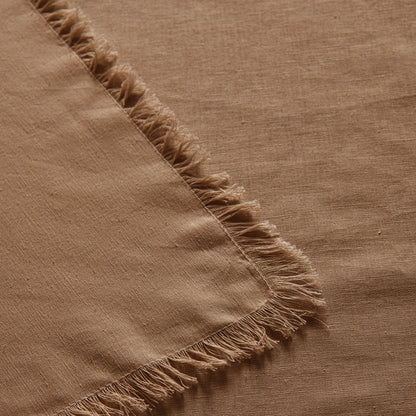 Vintage Design Homewares Gypsy Terracotta Fringed Washed Linen Cotton Tablecloth 150cm x 300cm V442-HIN-TABLEC-GYPSYLINENC300CM-TERRA-RE