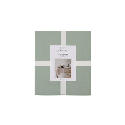 Vintage Design Homewares Helm Green Washed Linen Cotton Tablecloth 180cm x 180cm Square V442-HIN-TABLEC-HELMLINENC180CM-GREEN-SQ