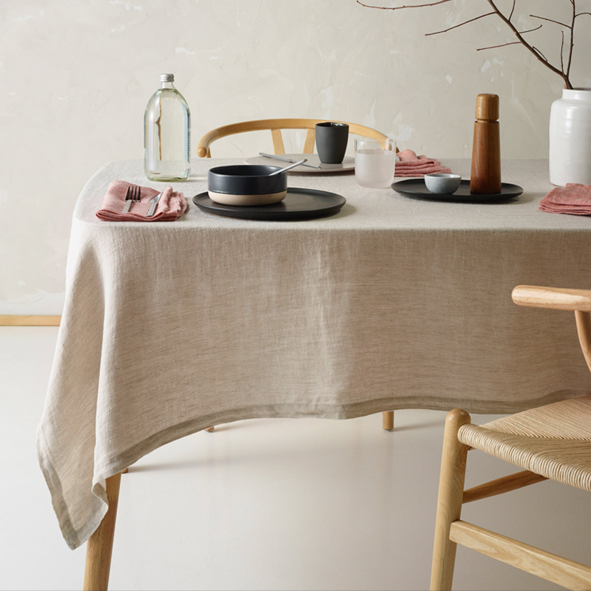 Vintage Design Homewares Helm Natural Washed Linen Cotton Tablecloth 180cm x 180cm Square V442-HIN-TABLEC-HELMLINENC180CM-NATURAL-SQ
